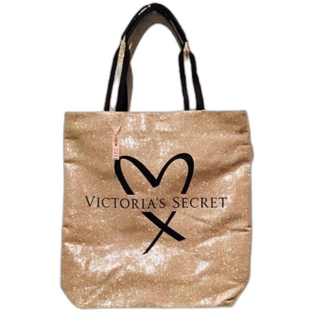 Victoria’s Secret Gold and Black Shimmery Tote Bag NWT
